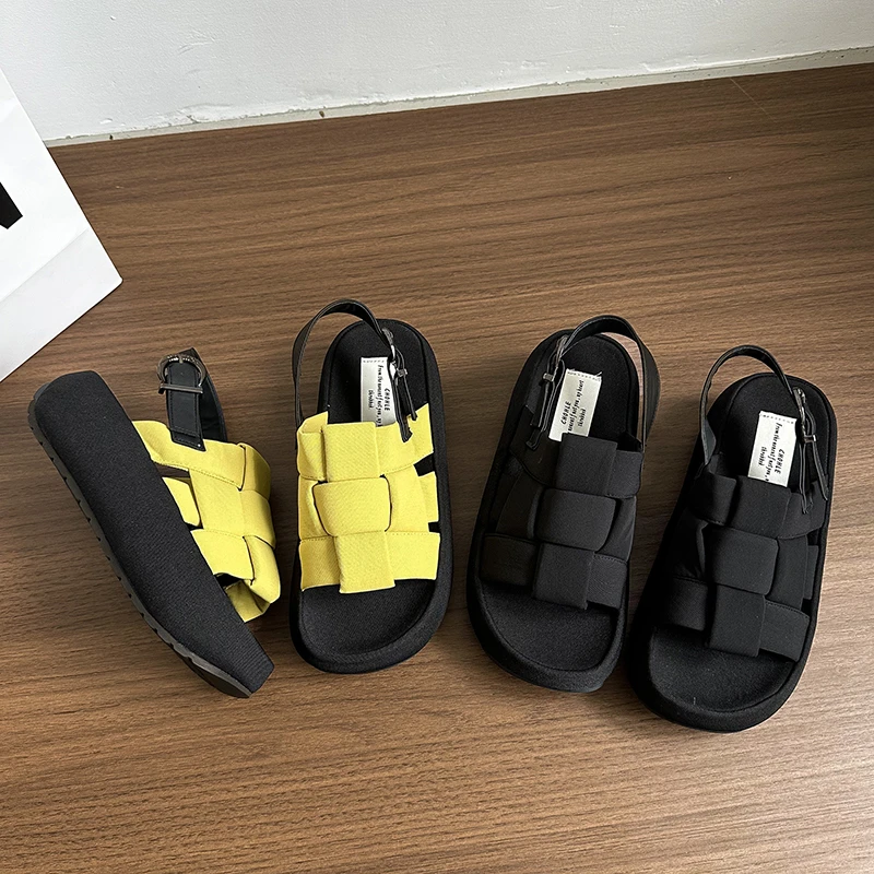 【运费险】6cm轻奢休闲凉拖女外穿编织女夏舒适百搭厚底踩屎感凉鞋