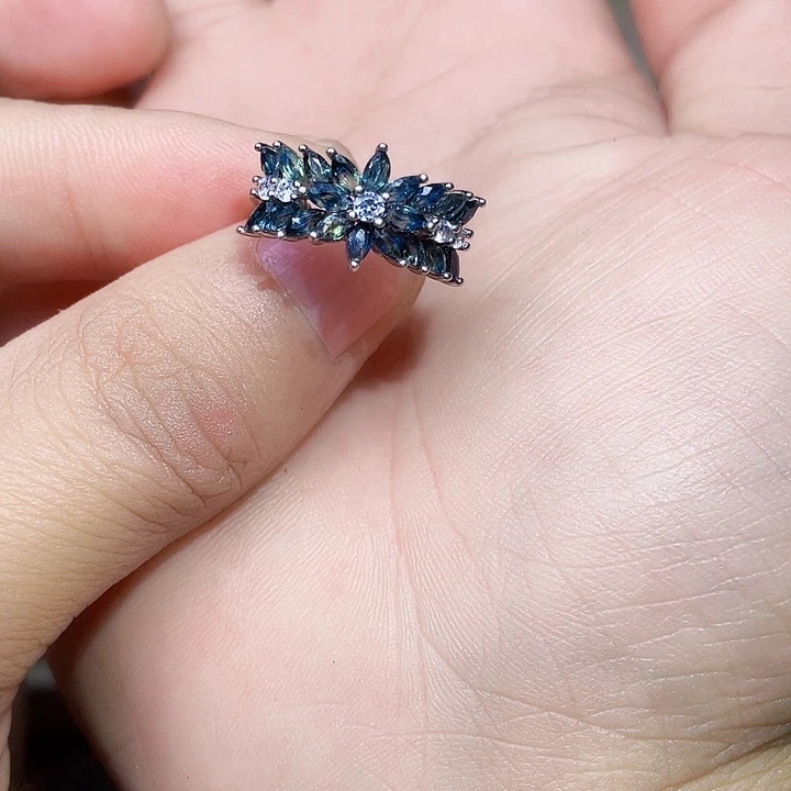 蓝宝石戒指银S925镶嵌