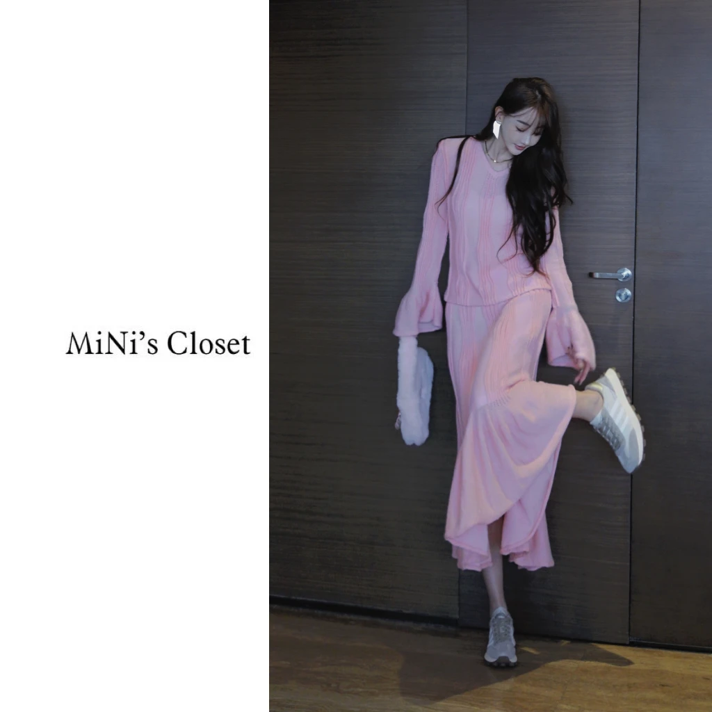 【MiNi推荐】时尚高定轻奢法式高级感毛衣两件套半身裙套装JC0267