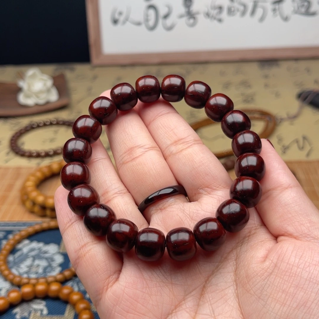 紫金鼠手串好*鱼实心老型12