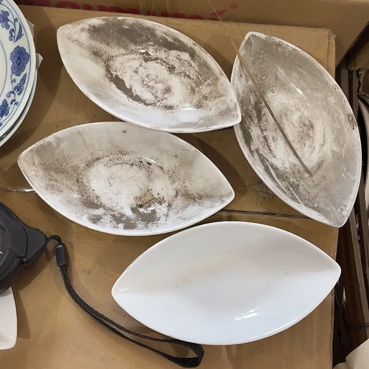 瓷片国营厂强化瓷柳叶碟4个