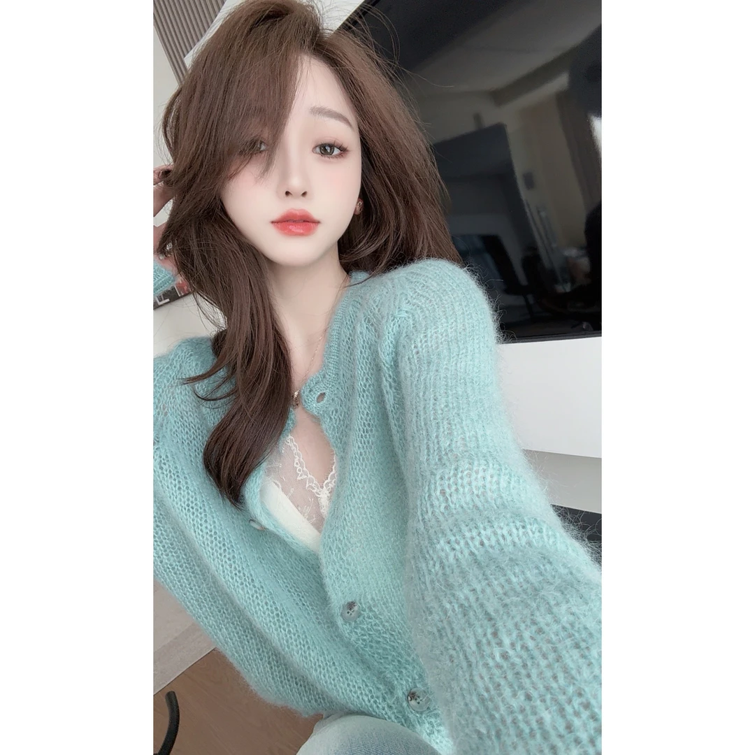 【陈陈私服】欧若风温柔减龄毛衣慵懒风宽松显瘦针织开衫25031007