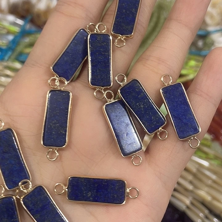 合金玛瑙/玉髓珠宝半成品2个双耳青金长方形