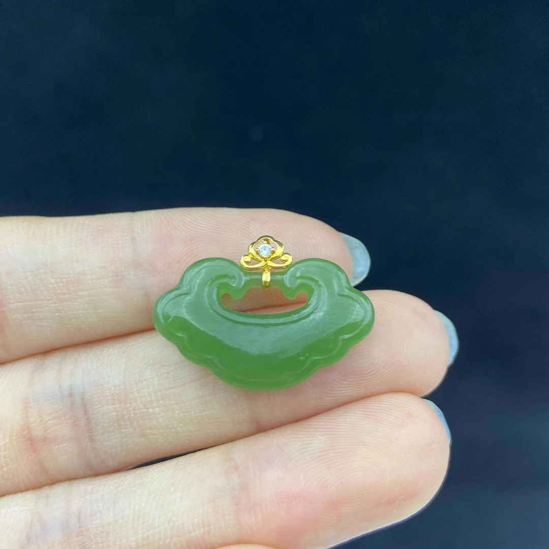 【慧子臻选】18k金和田玉如意吊坠 不含链  Y01