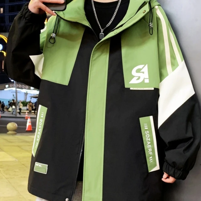 青少年冬季棉绒加厚男初高中学生夹克拼接帅气夹克时髦宽松夹克