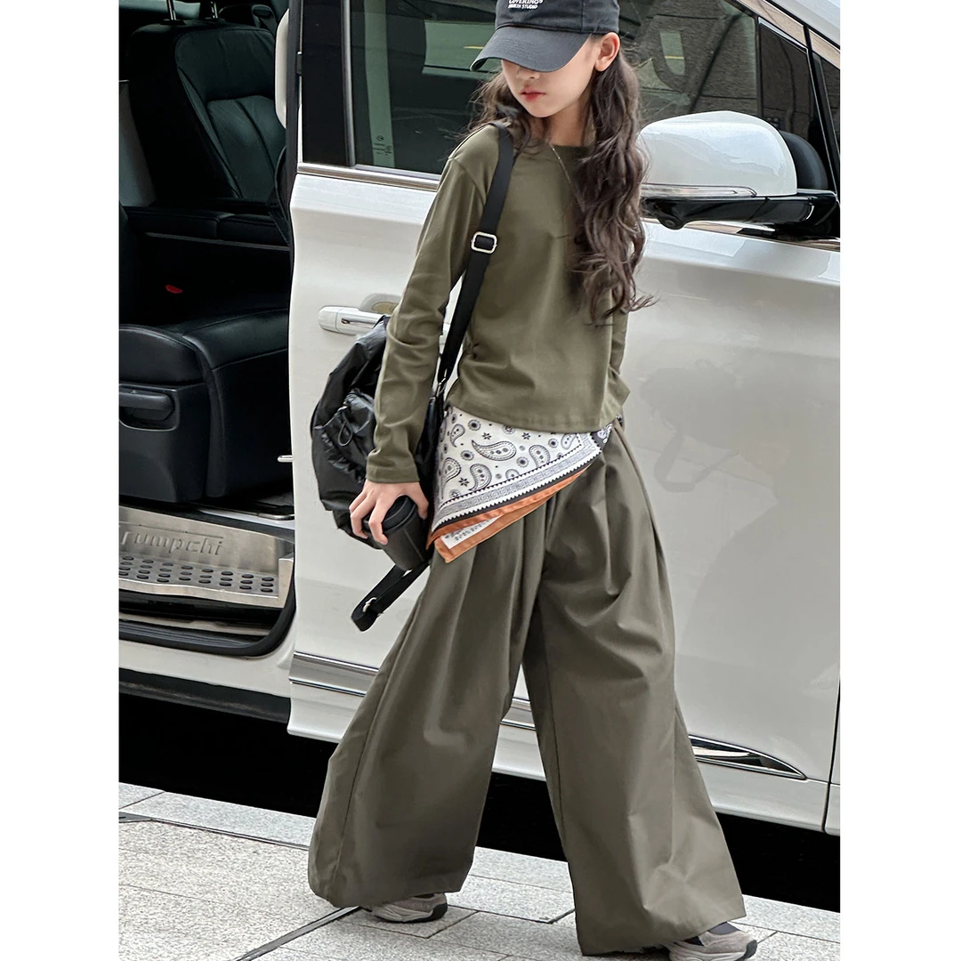 K29689慵懒女童休闲套装2025秋装新款儿童两件套T恤休闲裤子时髦