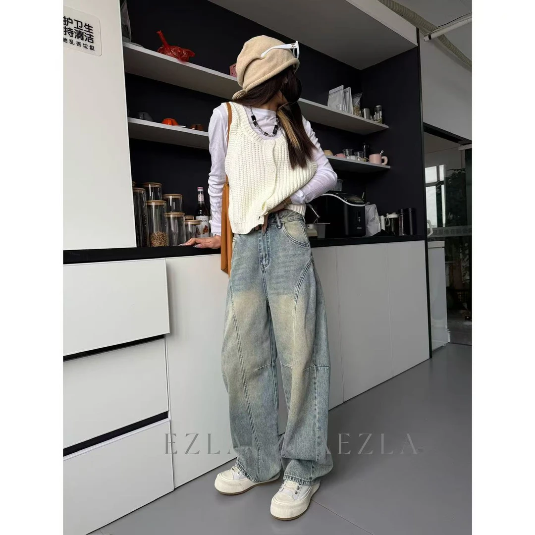 EZ8507 夏季新款百搭堆堆裤无弹水洗软牛仔