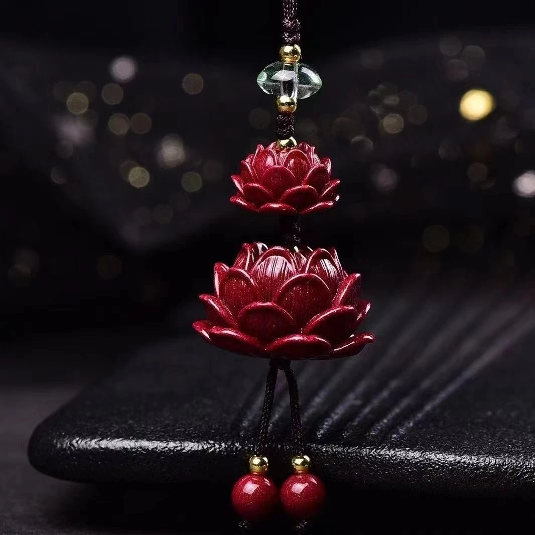 含辰砂工艺品好运连连朱砂莲花钥匙扣手机挂件