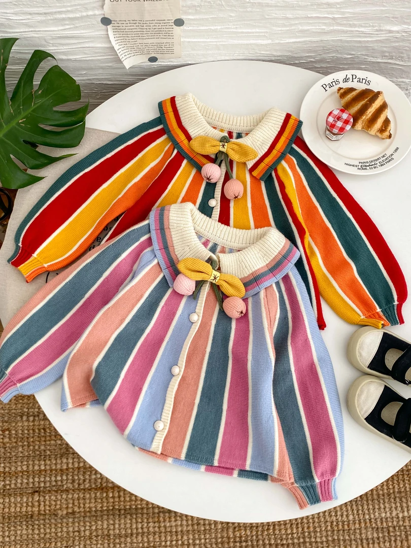 女童毛衣秋装2025新款女宝宝洋气针织开衫儿童春秋季公主外套童装