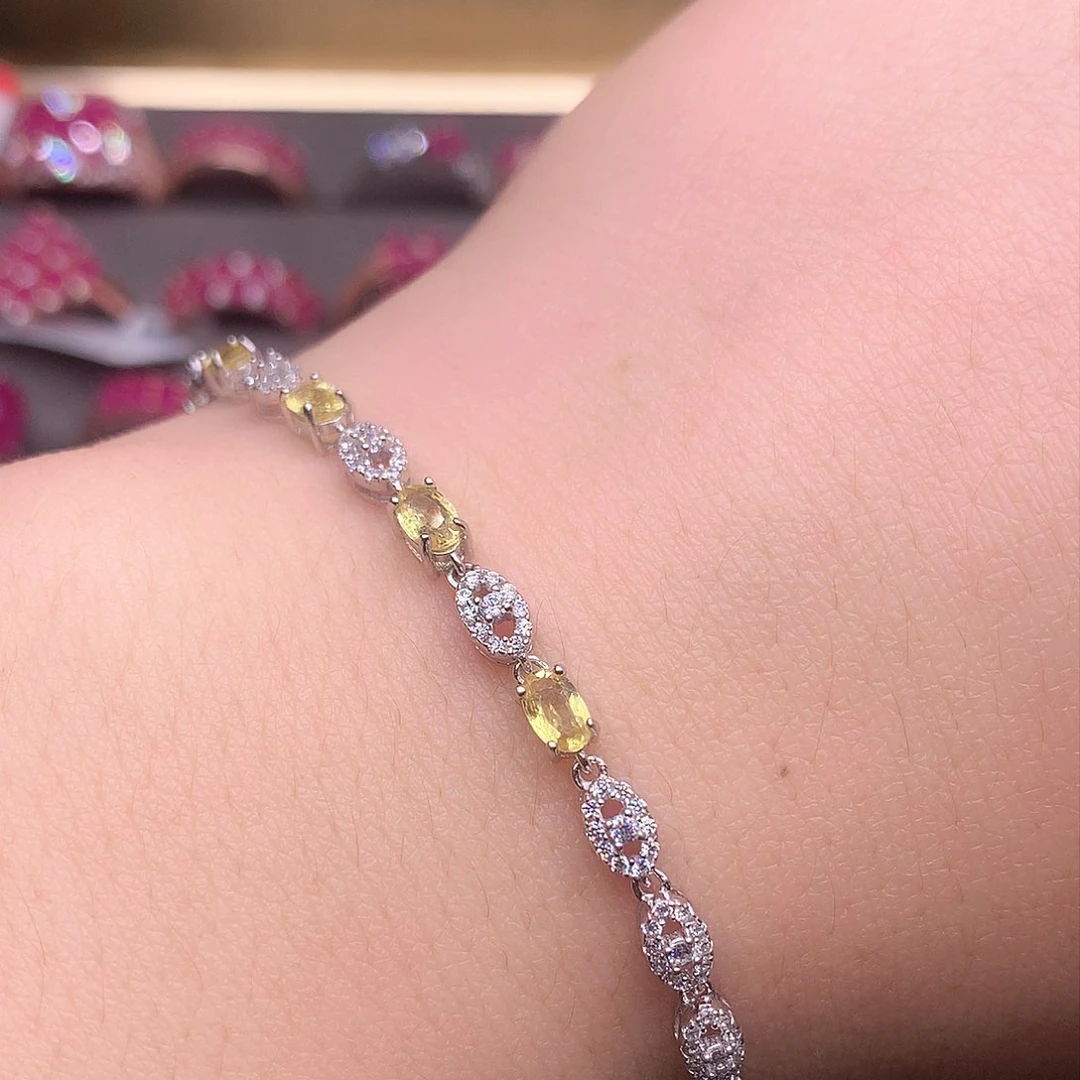 蓝宝石手链银S925镶嵌