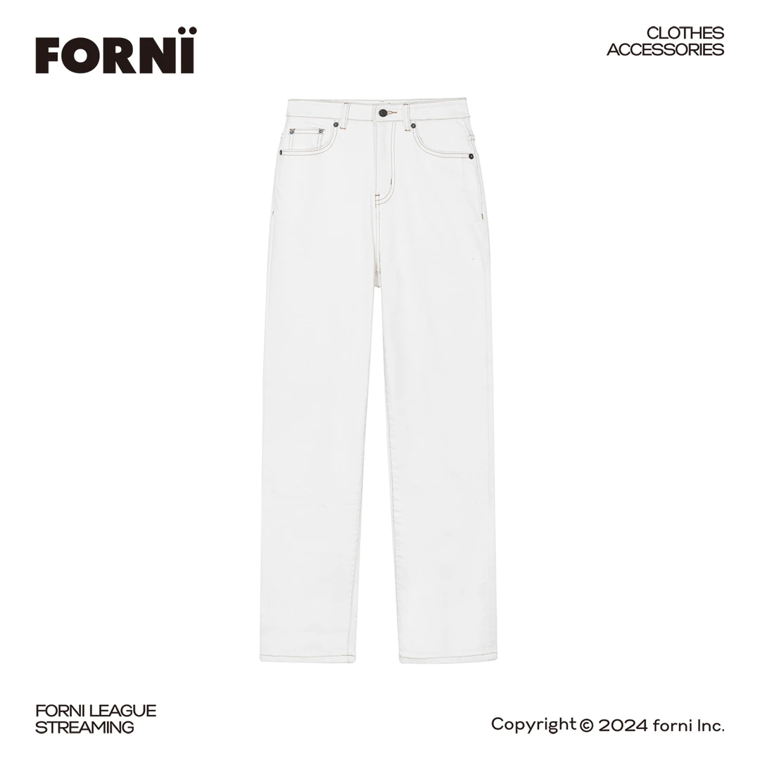 FORNI x YOYO 直腿裤 秋冬加绒高阶感简约两色时尚直筒显瘦牛仔裤