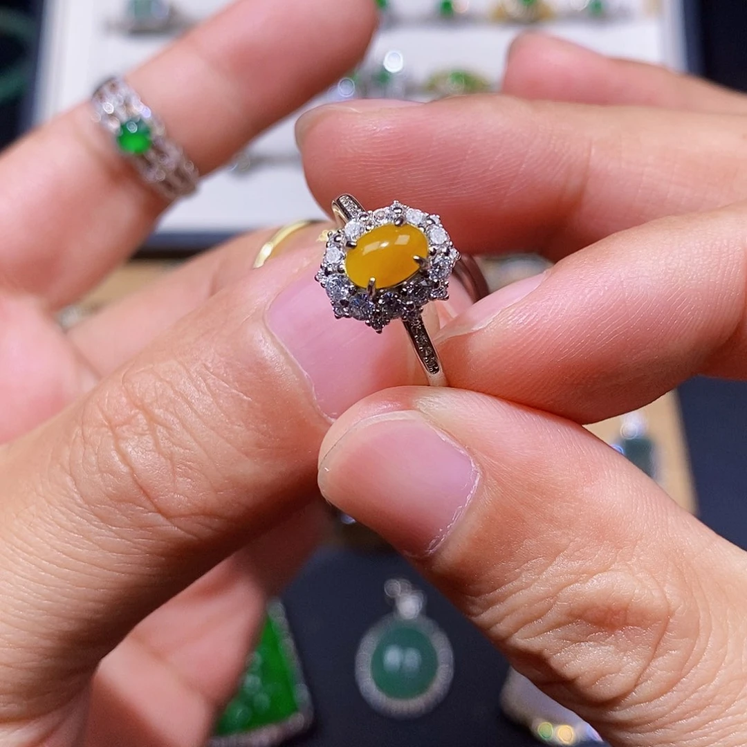 银S925镶嵌戒指翡翠戒指