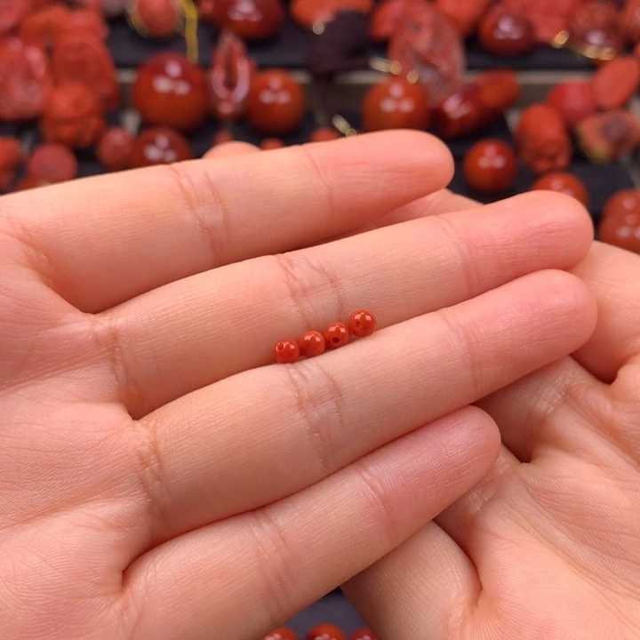 牛***妈南红玛瑙未镶嵌小米珠3.8MM