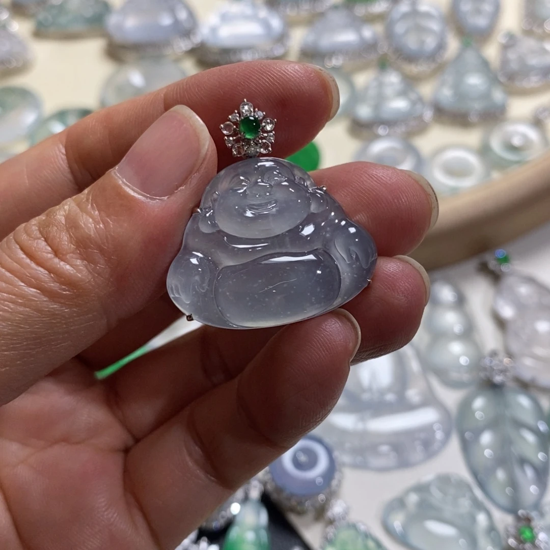 翡翠18K金镶嵌吊坠(不含链)佛公