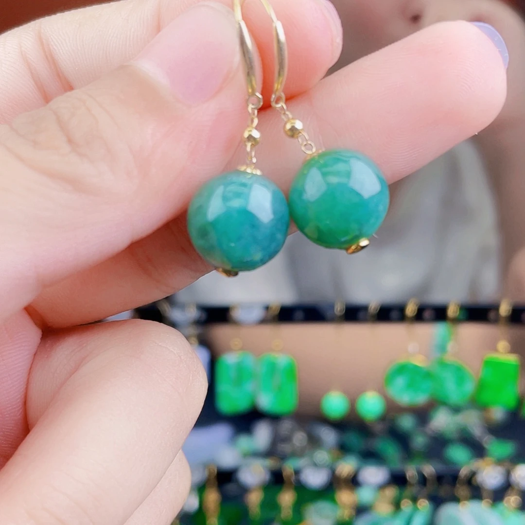 翡翠18K金镶嵌耳饰饰品