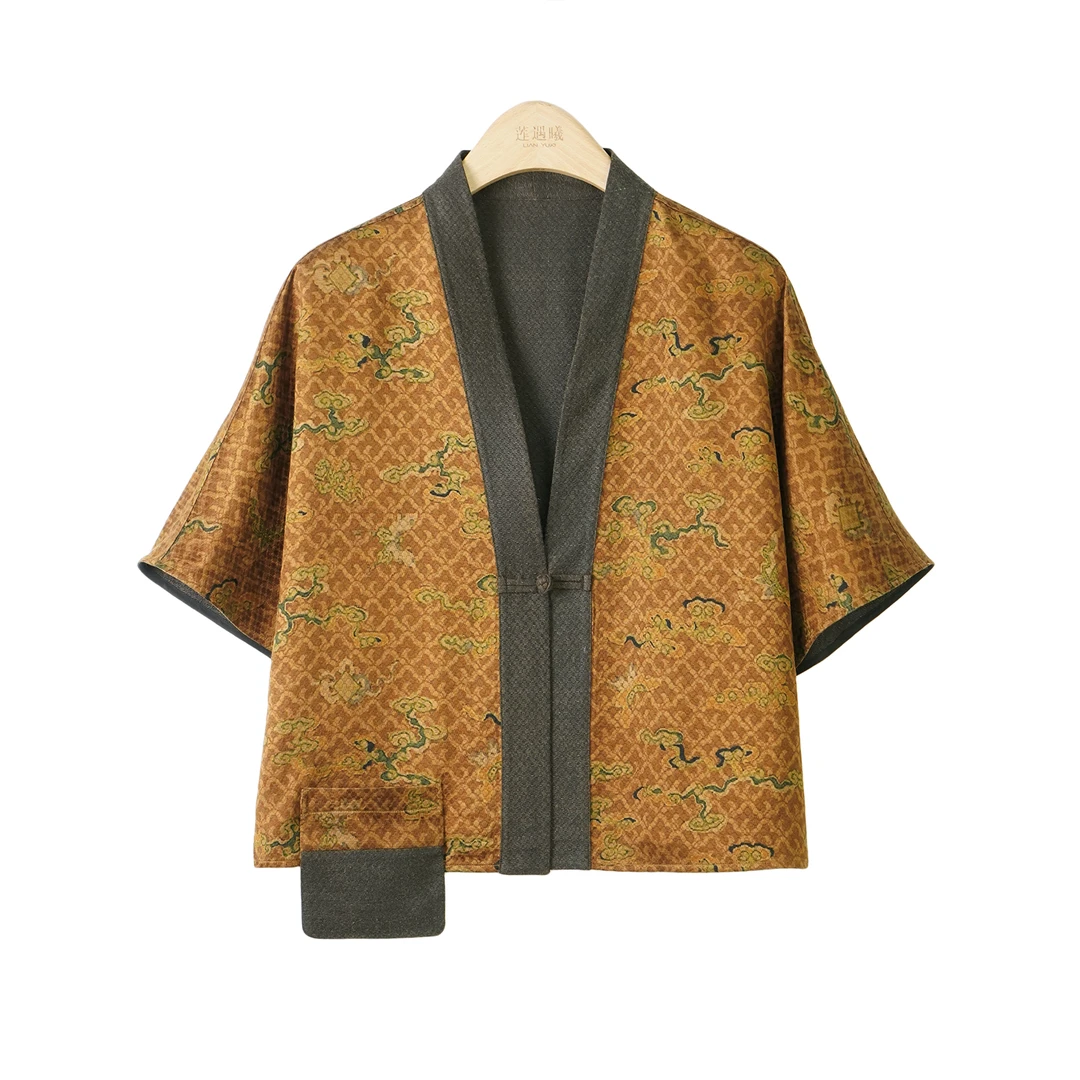 蝴蝶灵芝纹 绢纺披肩新中式国风女装1c935854