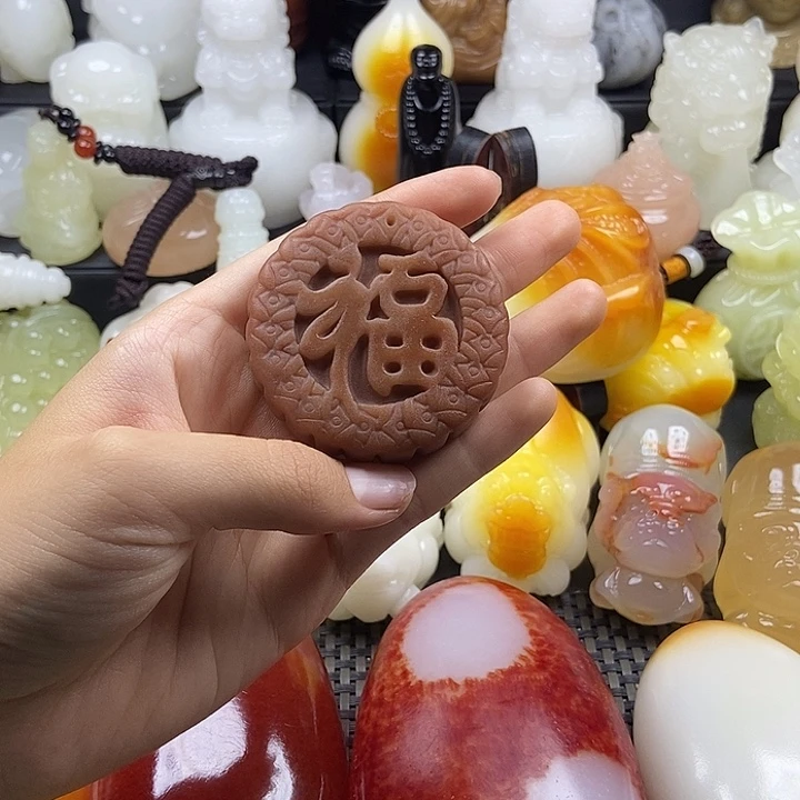 无花朵原石雕刻把件
