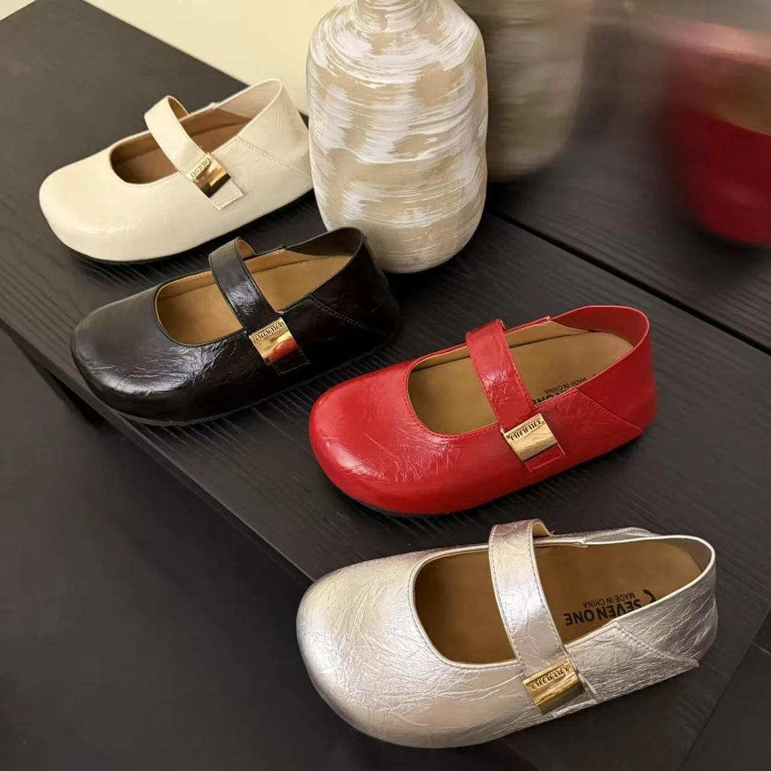 2025年春季时尚一脚蹬两穿玛丽珍小皮鞋设计款气质厚底外穿女单鞋