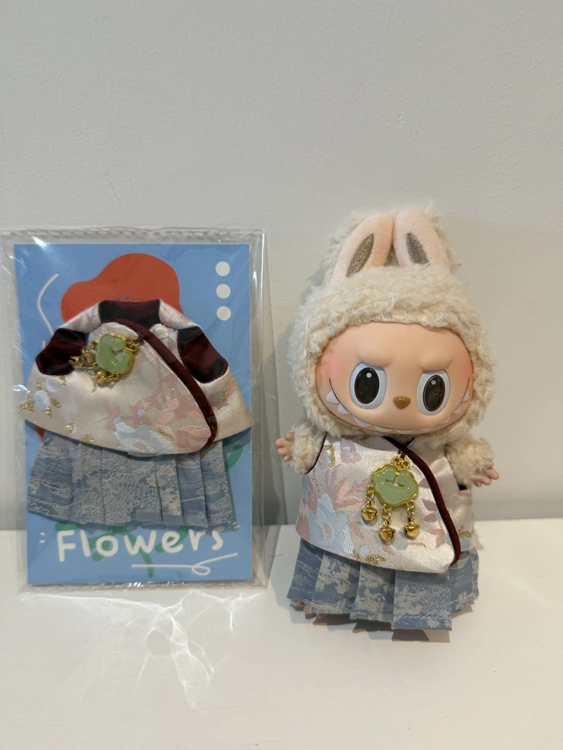 （不含娃）高定新中式款娃衣labubu拉布布搪胶毛绒娃娃一二三代着替