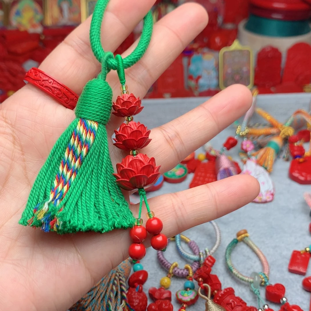 天然辰砂工艺品朱砂钥匙扣包包挂