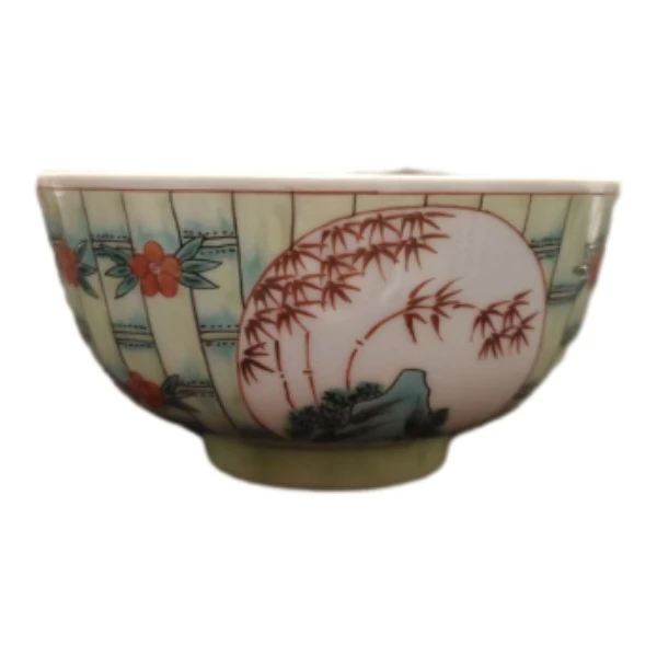 清 同治 粉彩开窗竹子赏碗   DD3