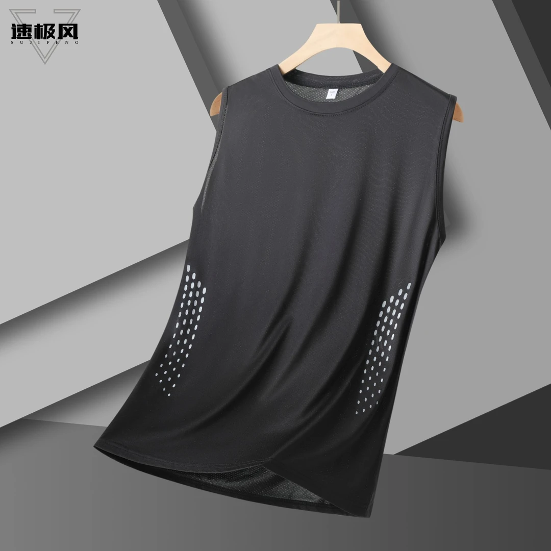 兰兰专属夏季冰丝速干运动透气男士打底衫弹力宽肩无袖t恤坎肩