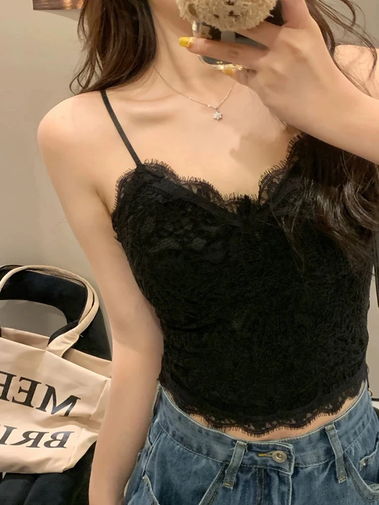 （老余专属）蕾丝带胸垫美背吊带背心女春夏内搭外穿舒适抹胸上衣