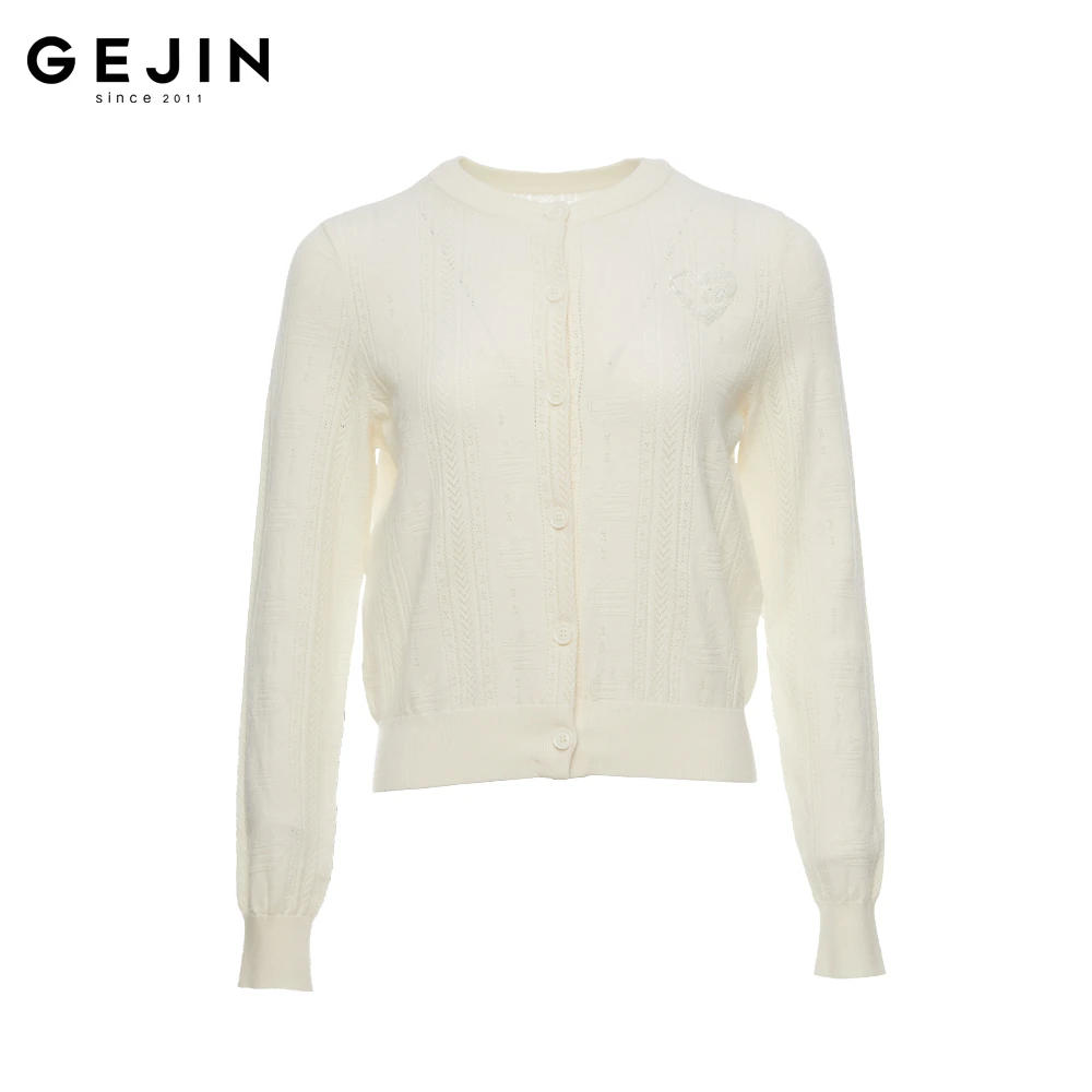 GEJIN/歌锦2025春季新款轻奢时尚气质简约圆领针织衫9132560132