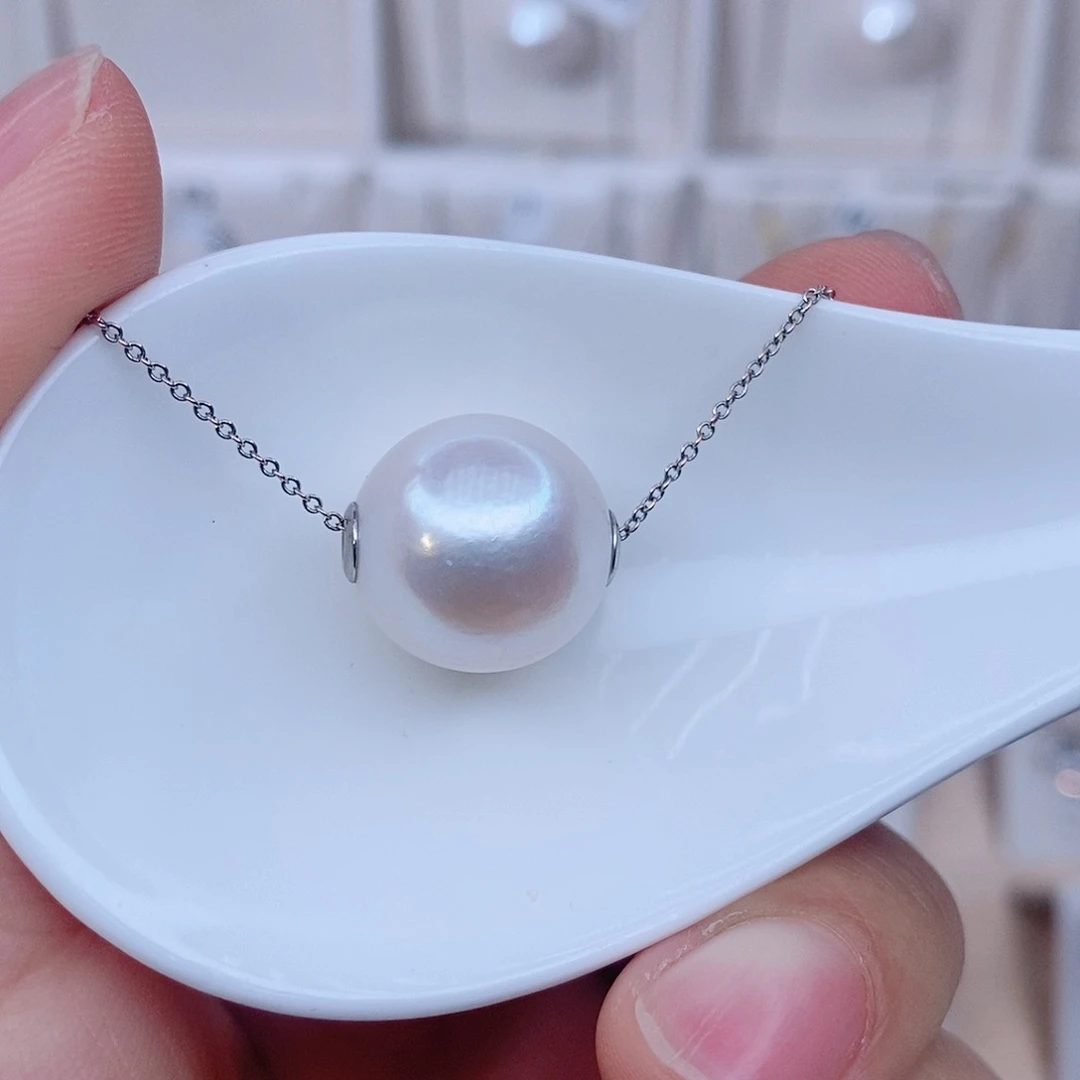项链银S925镶嵌淡水珍珠