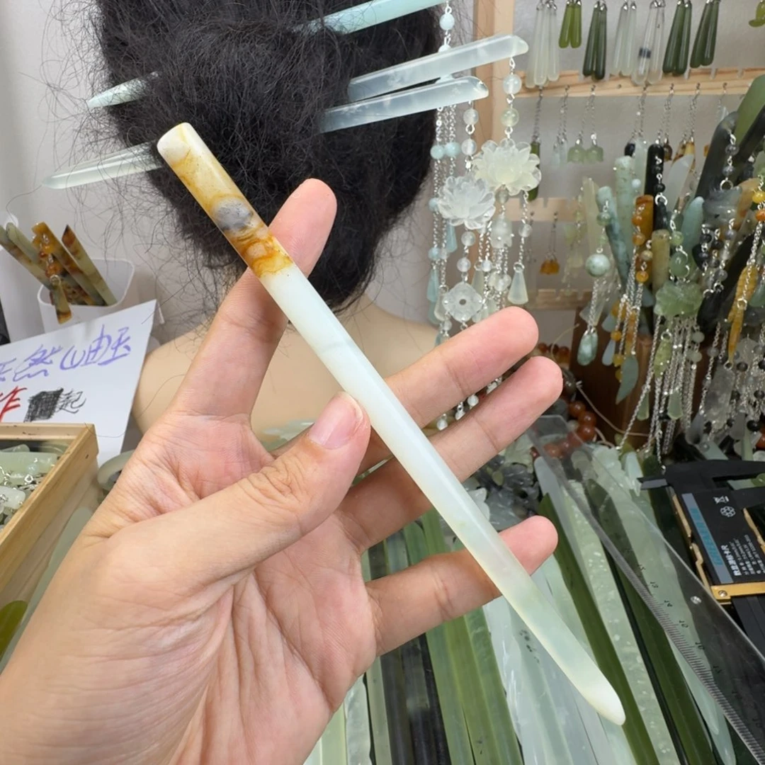 蛇纹石玉合金发饰长度17