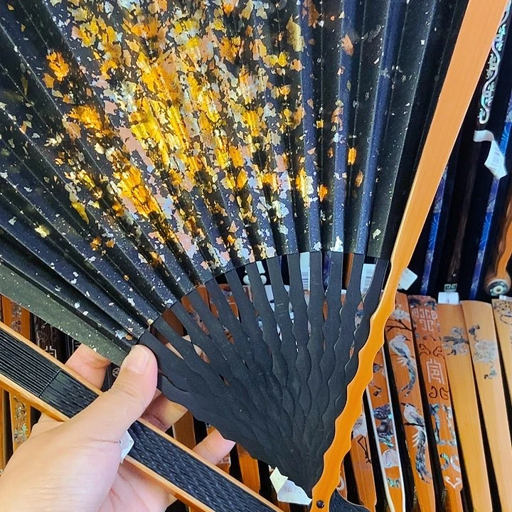 扇子老玉竹乌木闪电文玩折扇