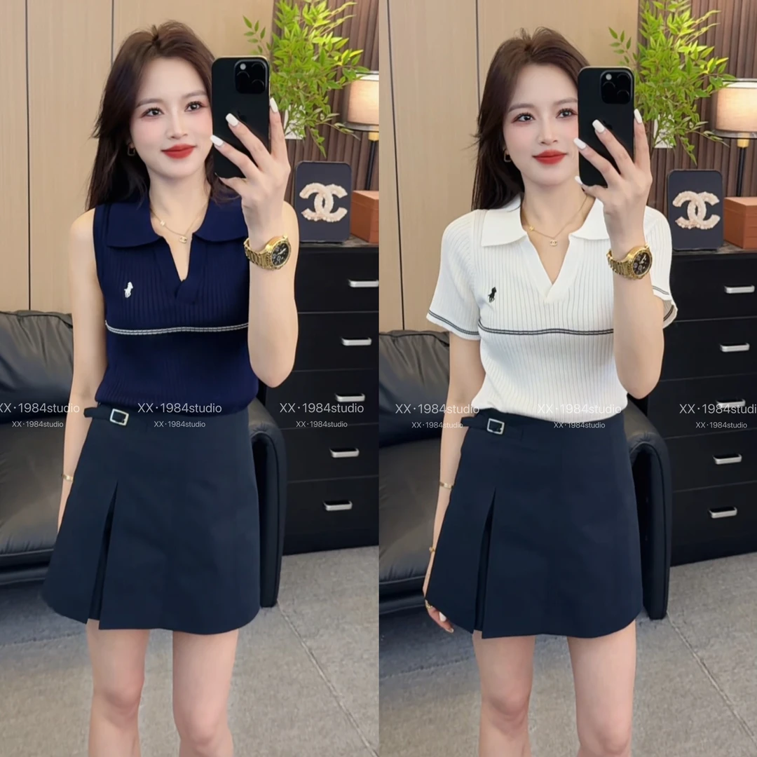 1984 精选【黑白格调】薄款显瘦休闲百搭POLO上衣