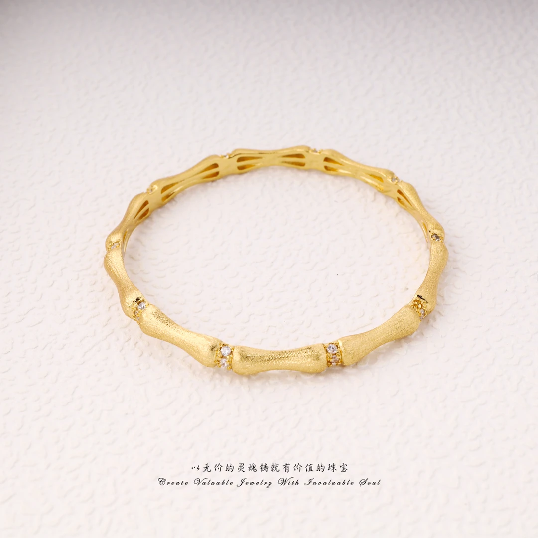 铜合金合成锆石手镯 轻奢时尚百搭金色竹节手镯 LSK-C-31186