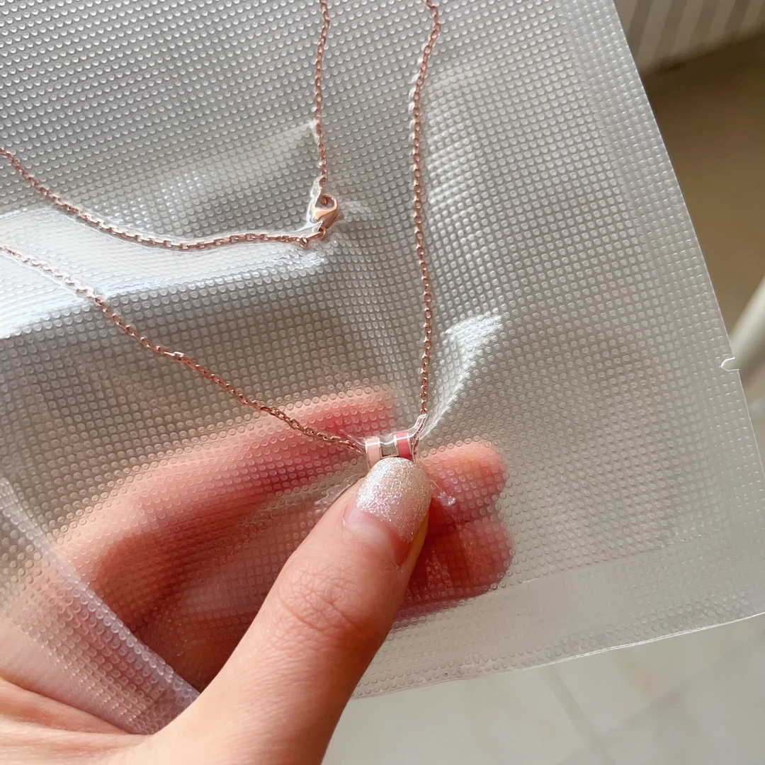 非金属合成锆石项链 拼色 奶茶色  粉色  mini项链 女士项链