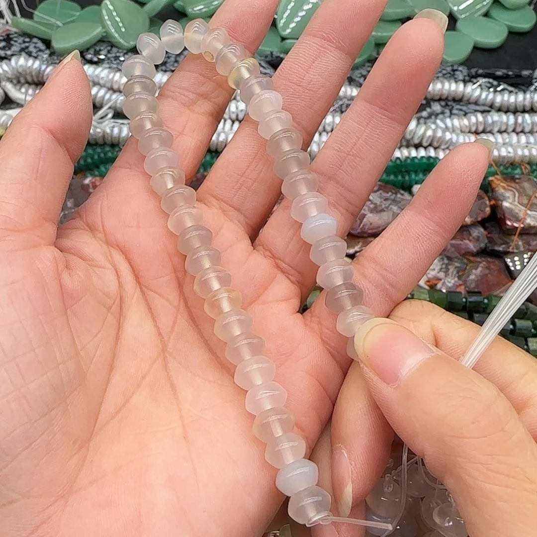 玛瑙/玉髓合金珠宝半成品荔枝冻飞碟8mm半条
