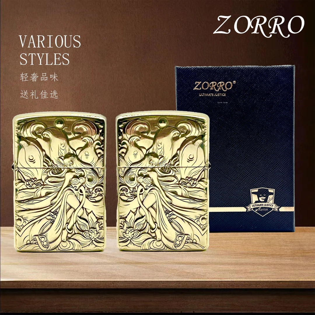 佐罗煤油打火机3D浮雕九尾狐女二代男士礼品送礼防风打火机