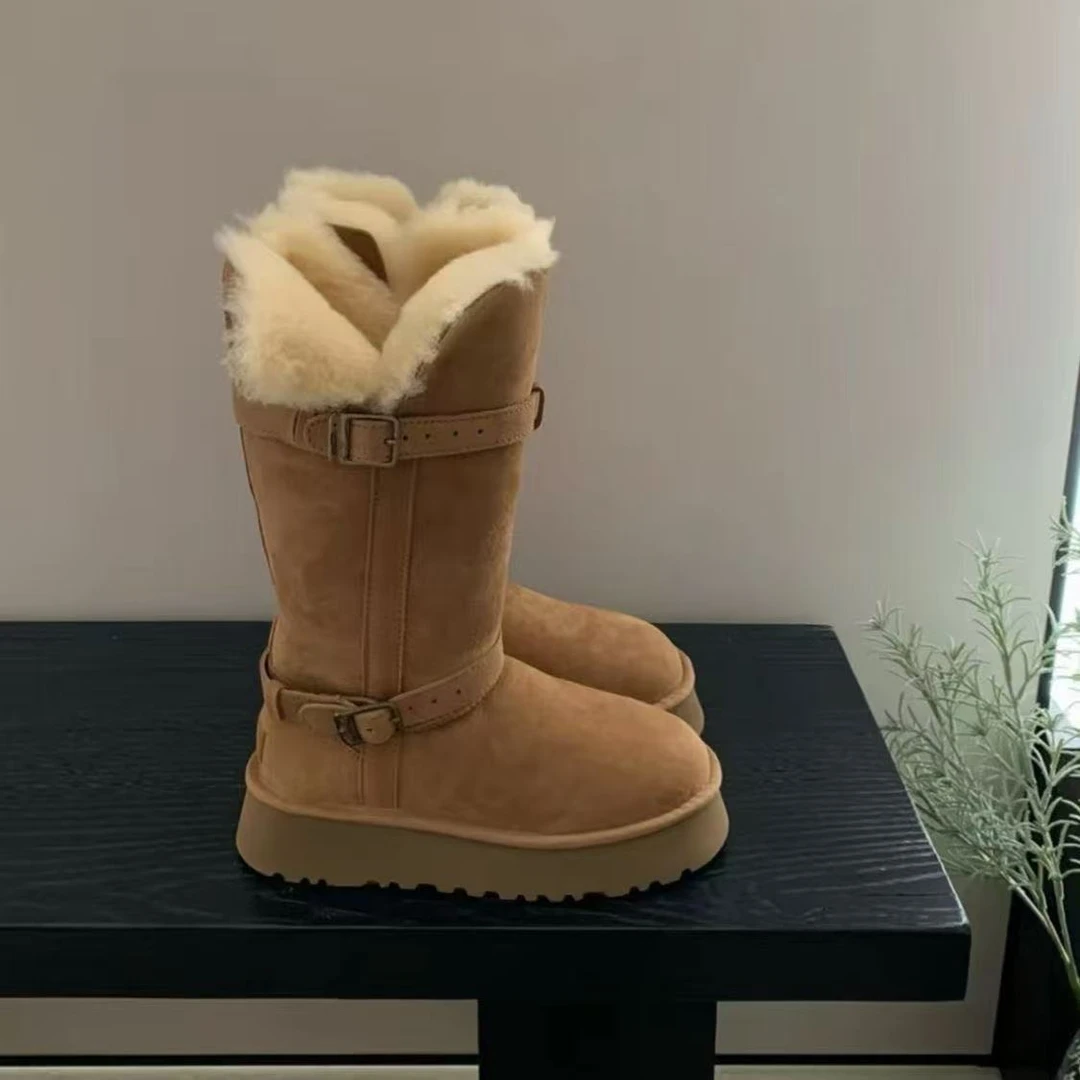 【大骑士】2025新款大骑士羊皮毛一体 高筒保暖时尚雪地靴