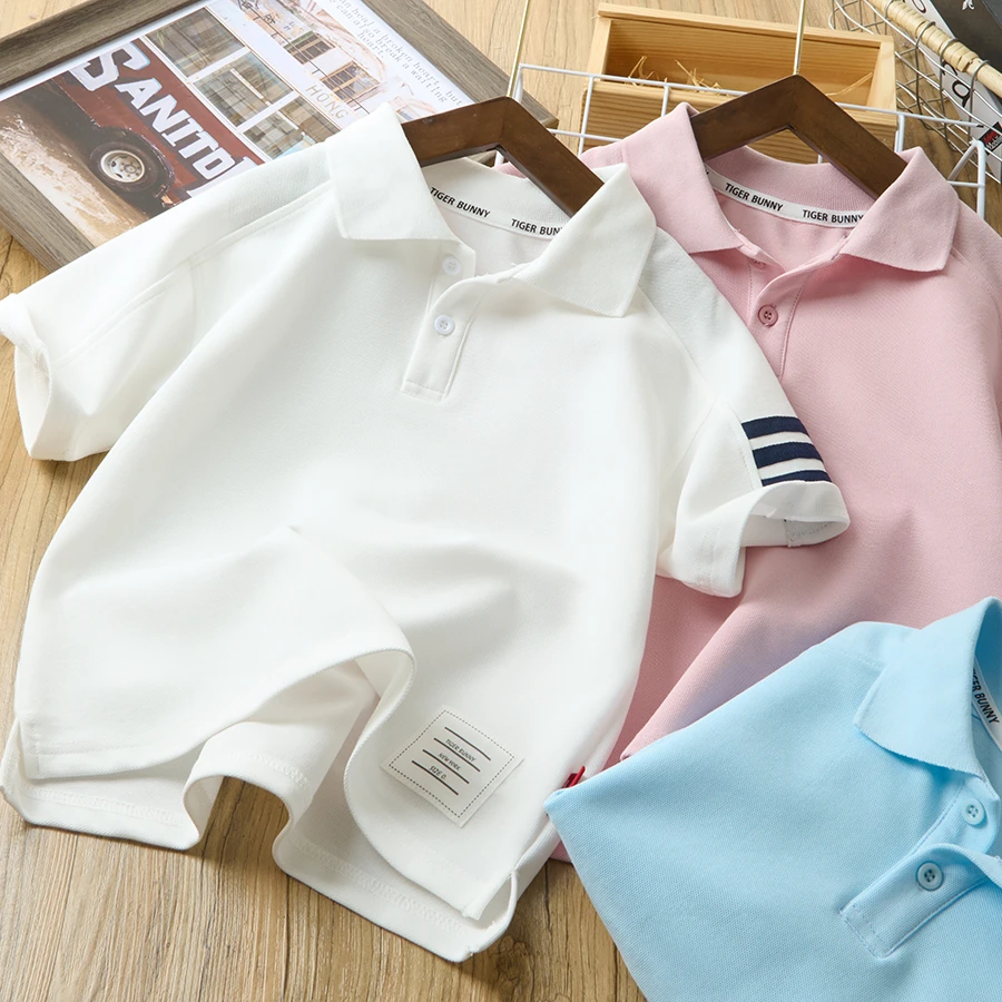 儿童POLOT恤2025夏季新款中大童休闲时尚百搭纯色短袖530