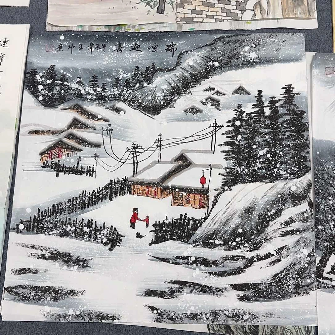 国画尺寸70X70手绘作品
