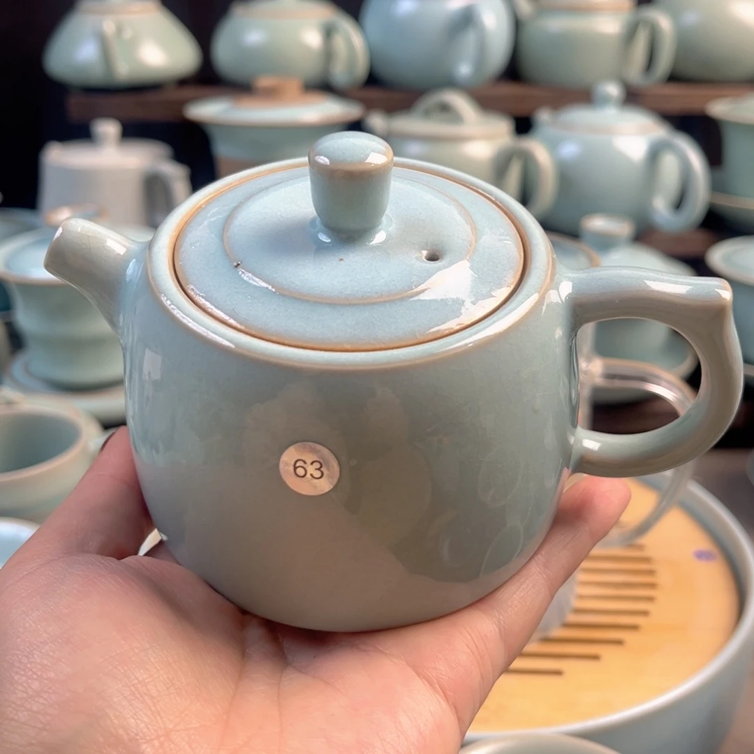 陶摆件瓷天青釉井兰壶原矿