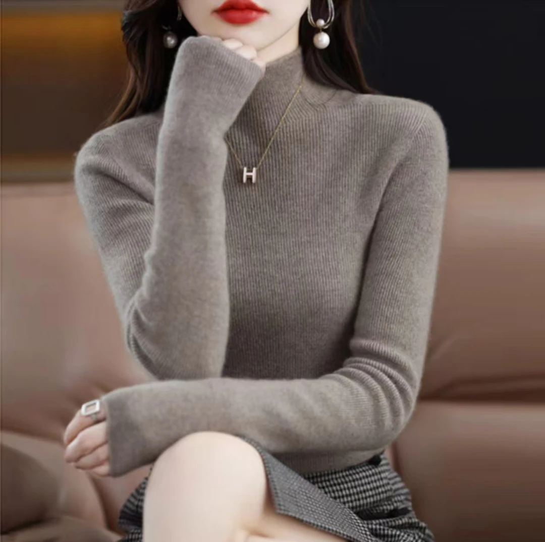 秋冬新款羊绒衫女羊绒高档半高领针织打底衫