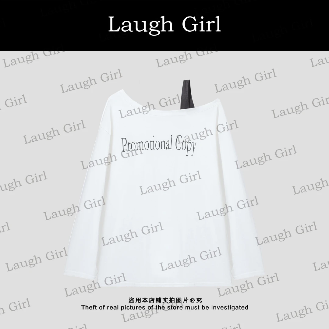 楚楚君 Laugh girl【笑女独白】字母长袖T恤秋季女士 TL53118J