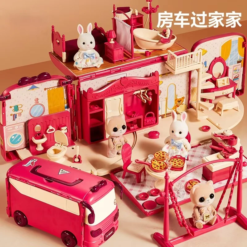 儿童玩具女孩子过家家喜欢的娃娃屋巴士房子豪华生日礼物5小朋友3