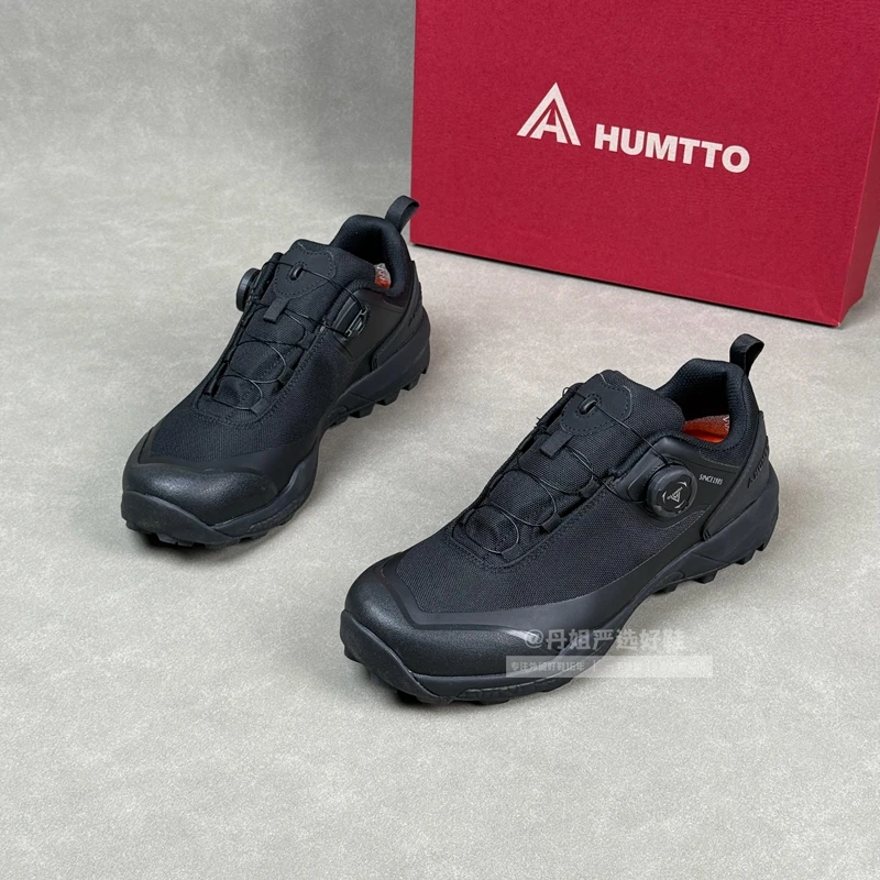 悍途男士全黑低帮防泼水纽扣加绒保暖防滑耐磨户外徒步越野登山鞋