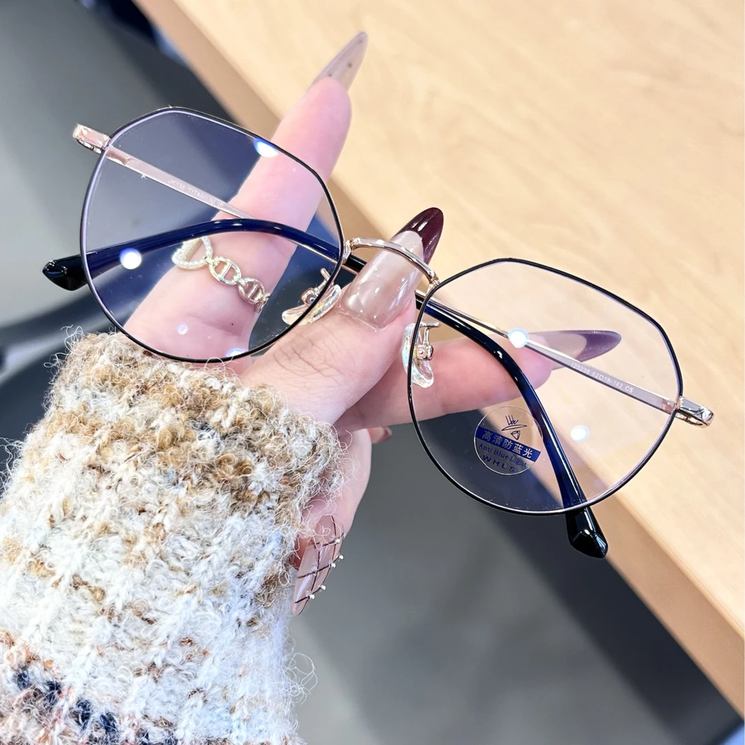 半钛细边超轻圆形近视眼镜男款可配蓝光镜片度数百搭眼镜框架女