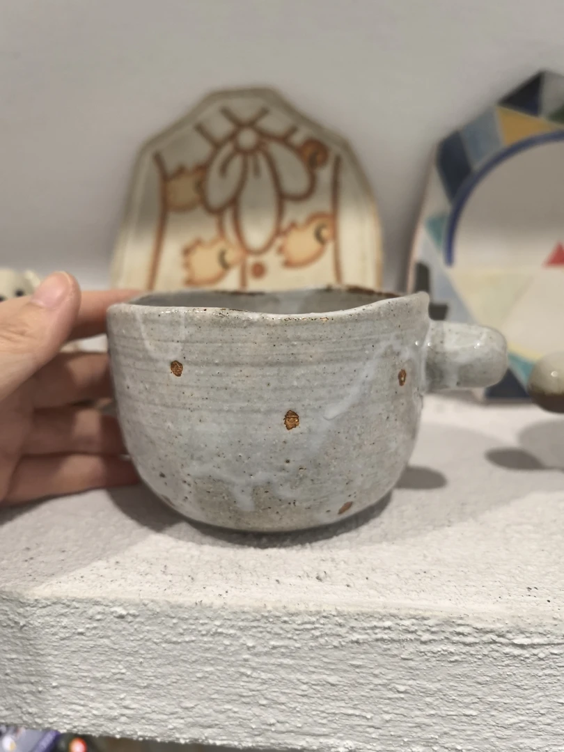 欧式泉州莱刻咖啡杯酒杯双耳瓷杯主人杯手捏品茗杯小碗杯碟