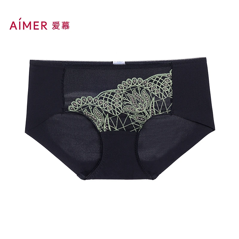 爱慕罗马秘境内裤女士法式蕾丝舒适诱惑薄款中腰平角裤AM23B471