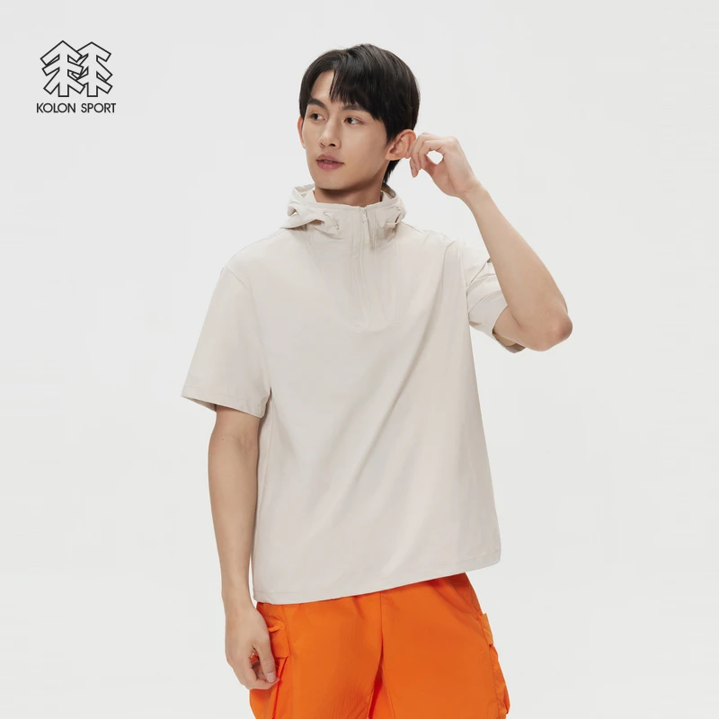 KOLON SPORT可隆风衣DAYPACK男士圆领连帽T恤反光连帽户外休闲衣