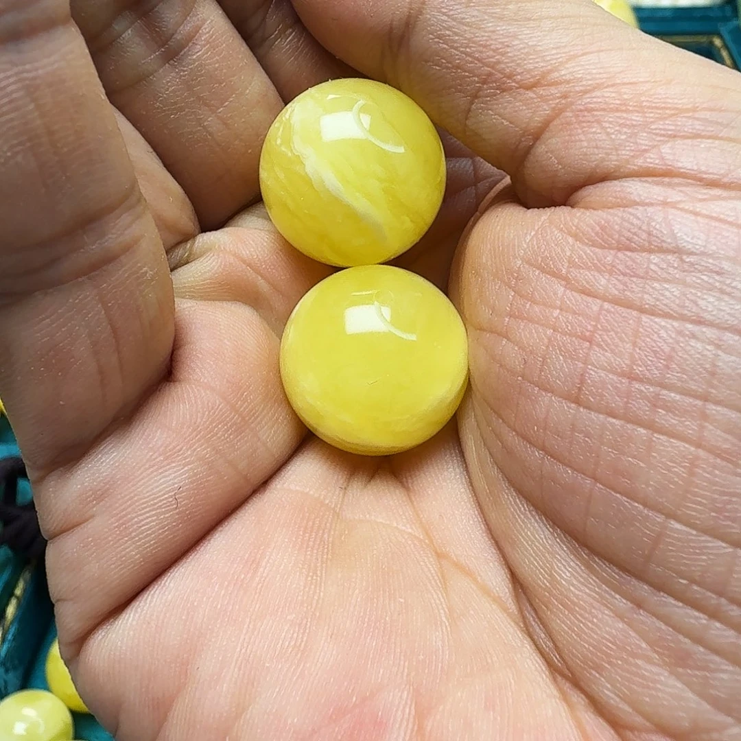 蜜蜡珠宝奇石未镶嵌焦皮虎皮对珠19m