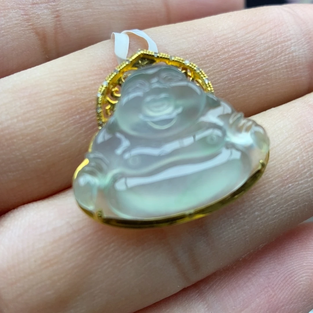 翡翠18K金镶嵌颈饰吊坠10